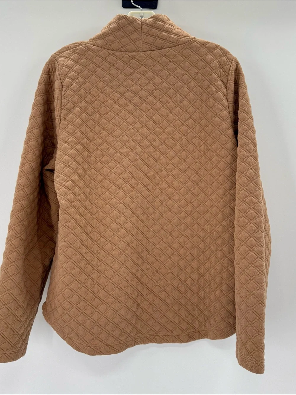 J.Crew Quilted Funnel Neck Sweatshirt M Camel Tan Textured Pullover